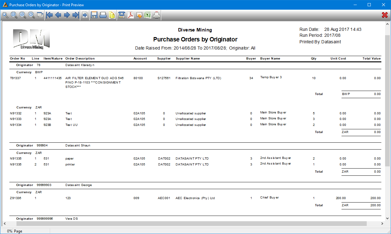 Business analyst procurement inventory mgt & work orders