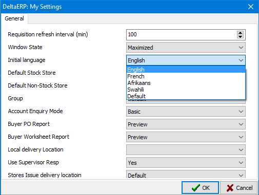 i.My Settings - Language Options