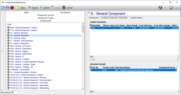 i.Linked Component Schedules Tab